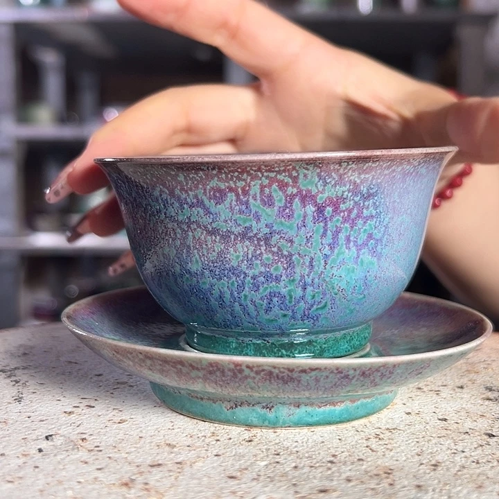瓷片钧瓷杯子小摆件669