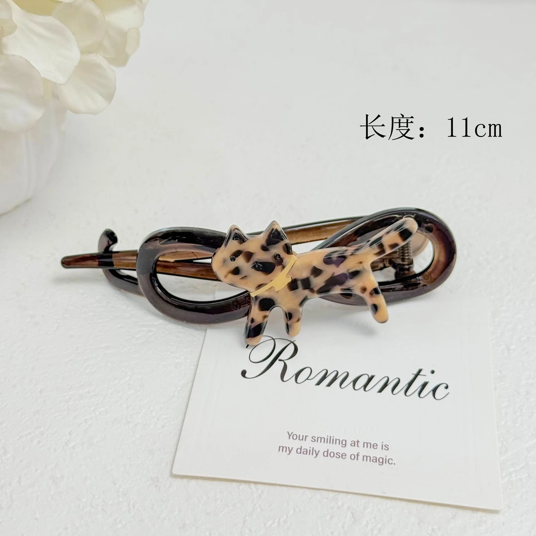 BAOSHATI/宝莎缇F-171高级感豹纹猫咪扭扭夹