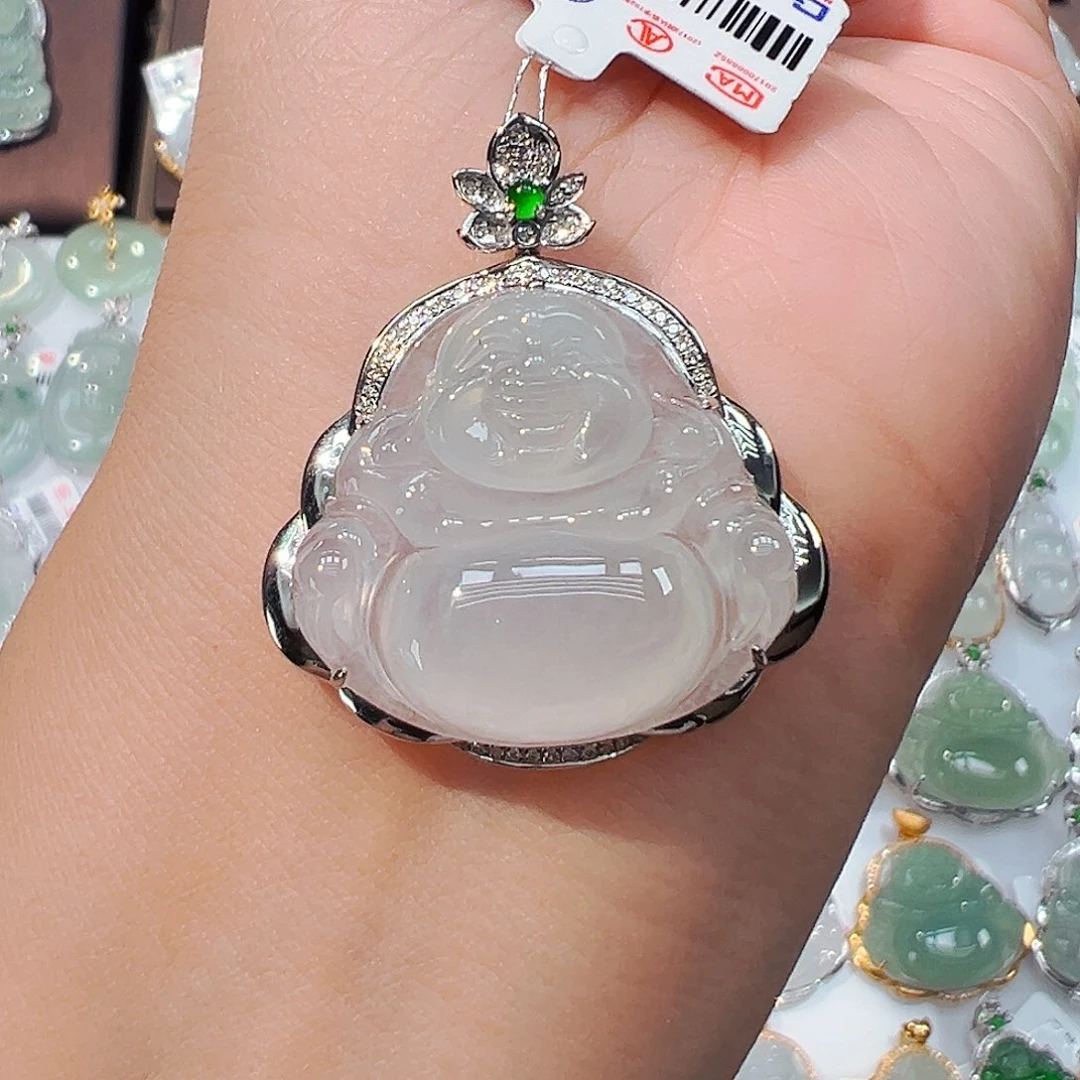 翡翠18K金镶嵌吊坠(不含链)佛公