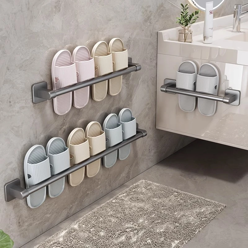 浴室拖鞋架卫生间厕所门后免打孔壁挂式鞋子沥水置物挂架收纳神器