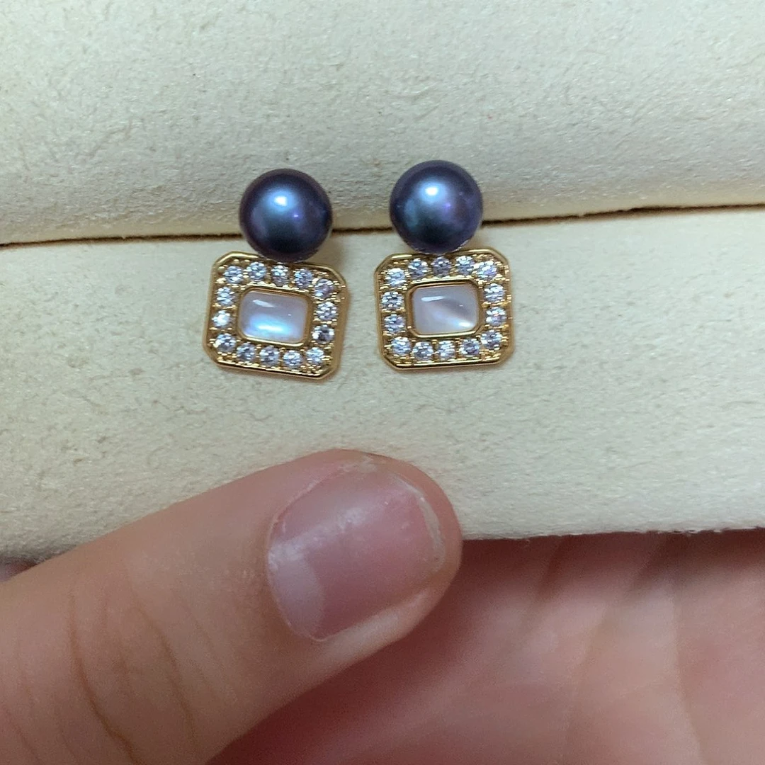 淡水珍珠耳饰合金