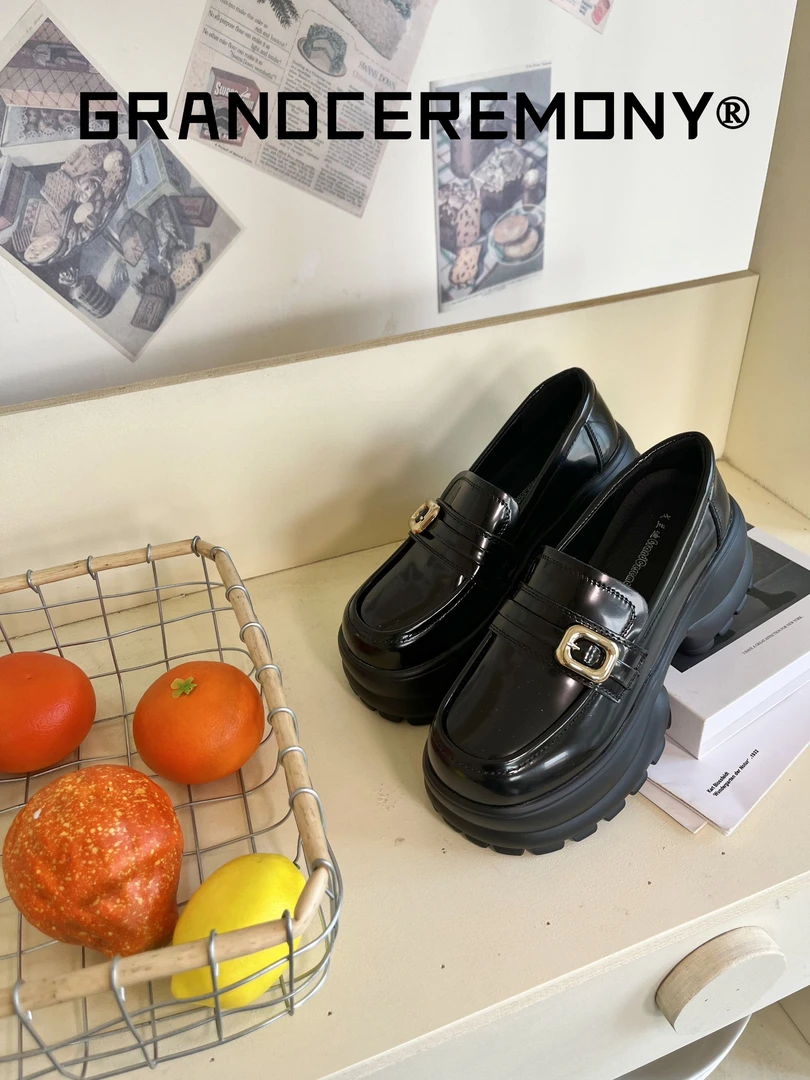 2024春季女鞋黑色复古百搭小皮鞋乐福鞋法式一脚蹬75886