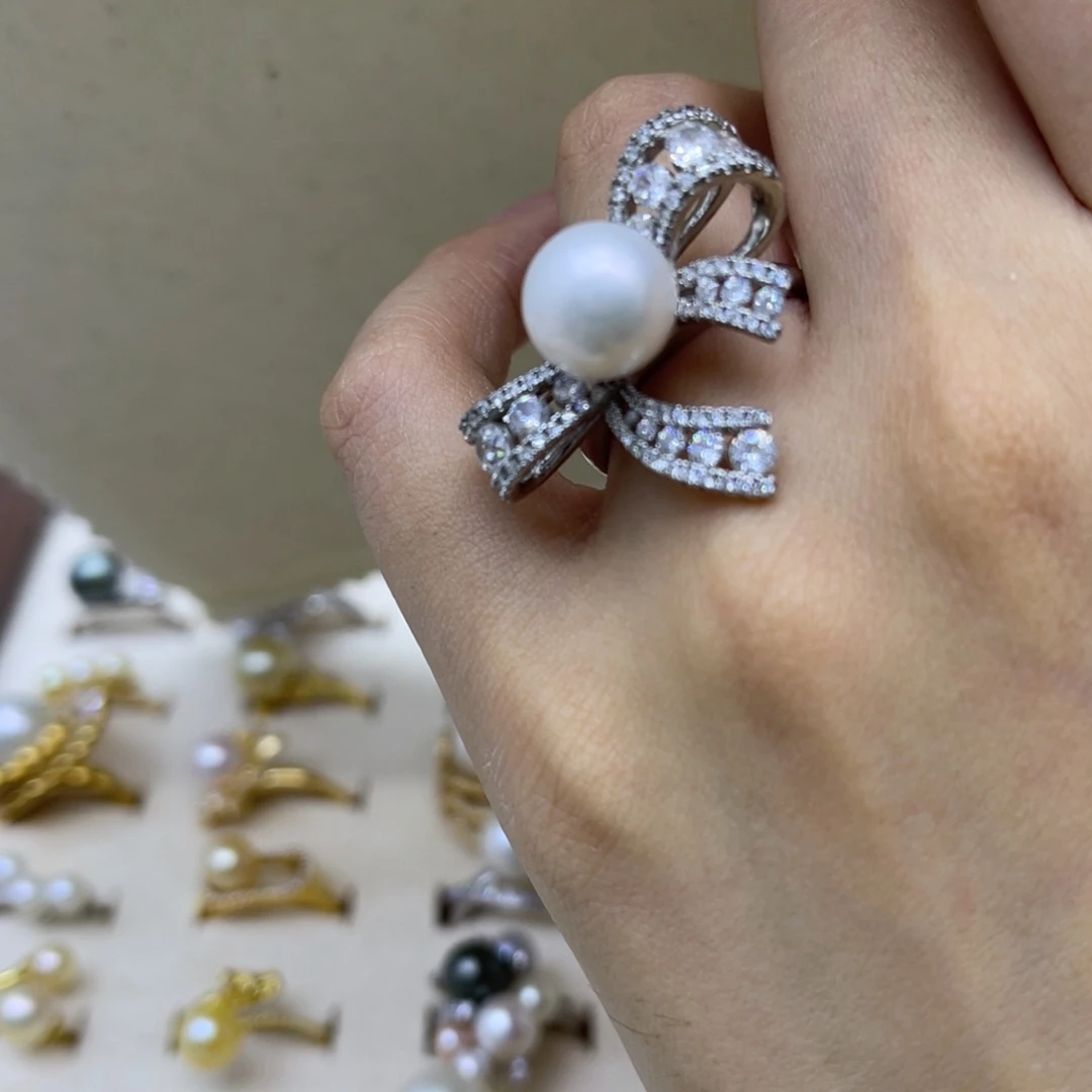 戒指淡水珍珠银S925镶嵌