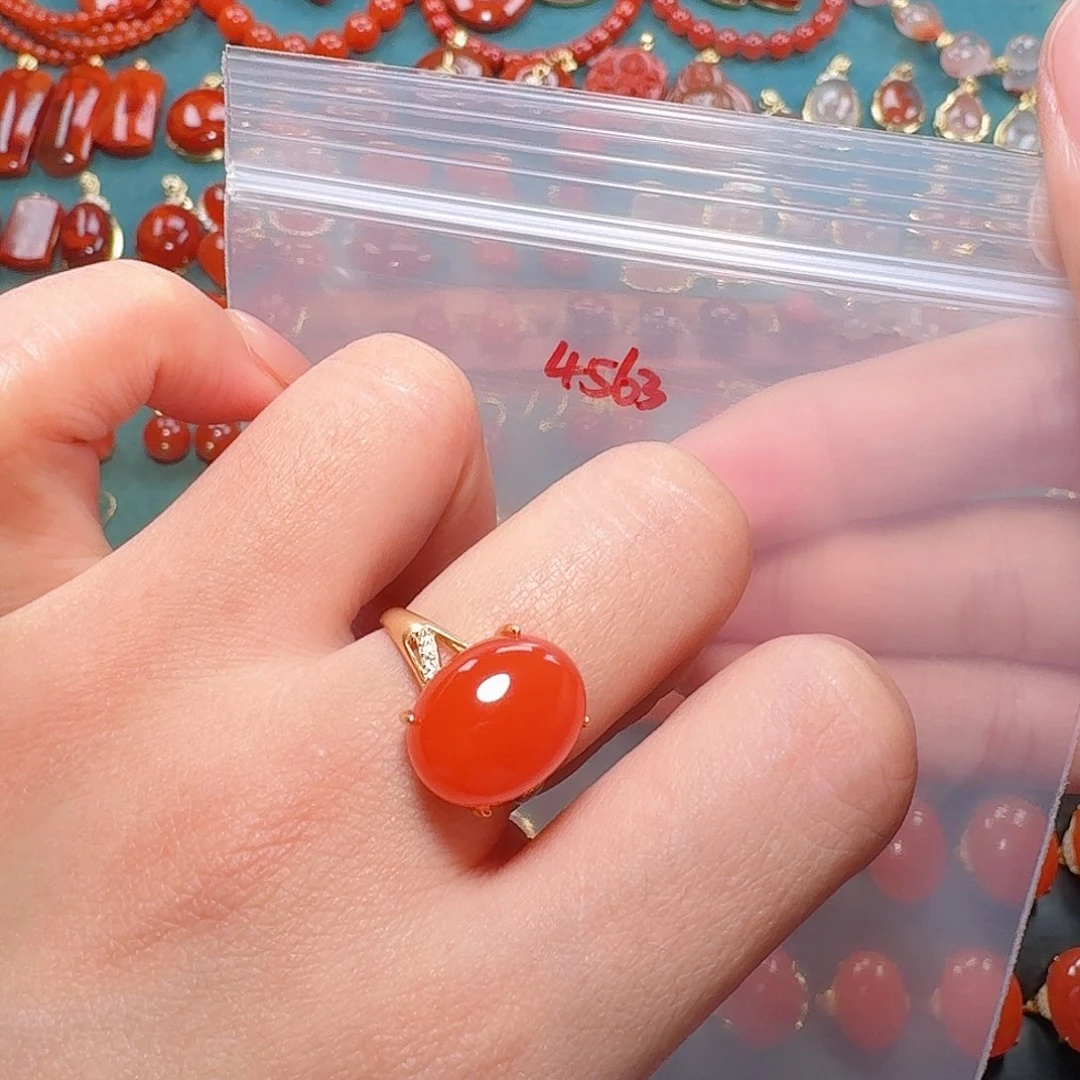 南红玛瑙银S925镶嵌戒指