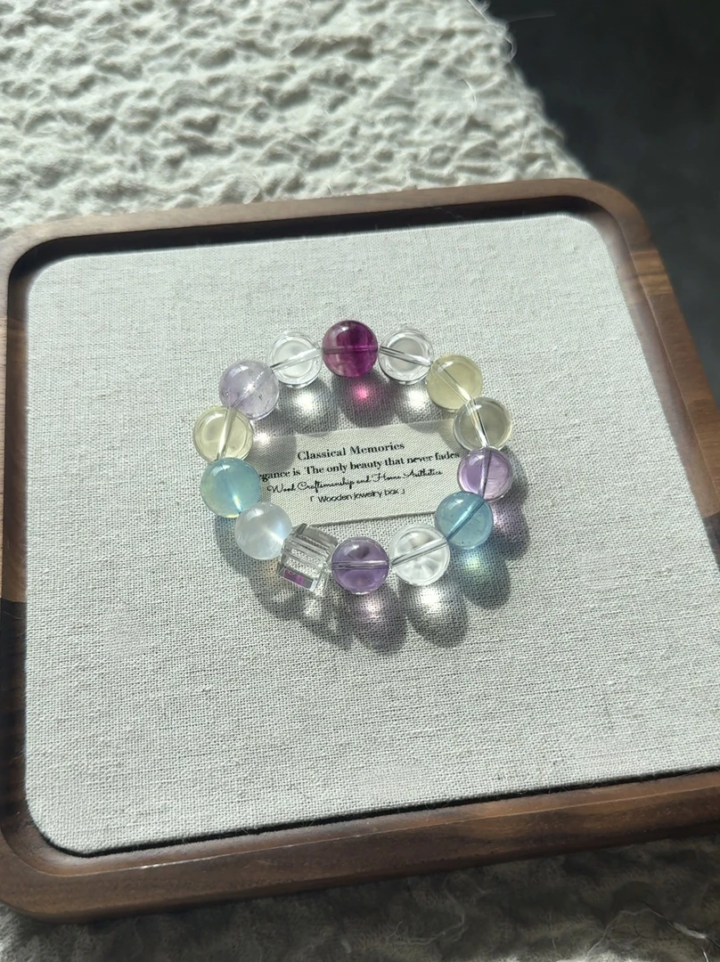 【夏汐频率系列】御尚锦 多巴胺  天然水晶单圈手串 多样性发货