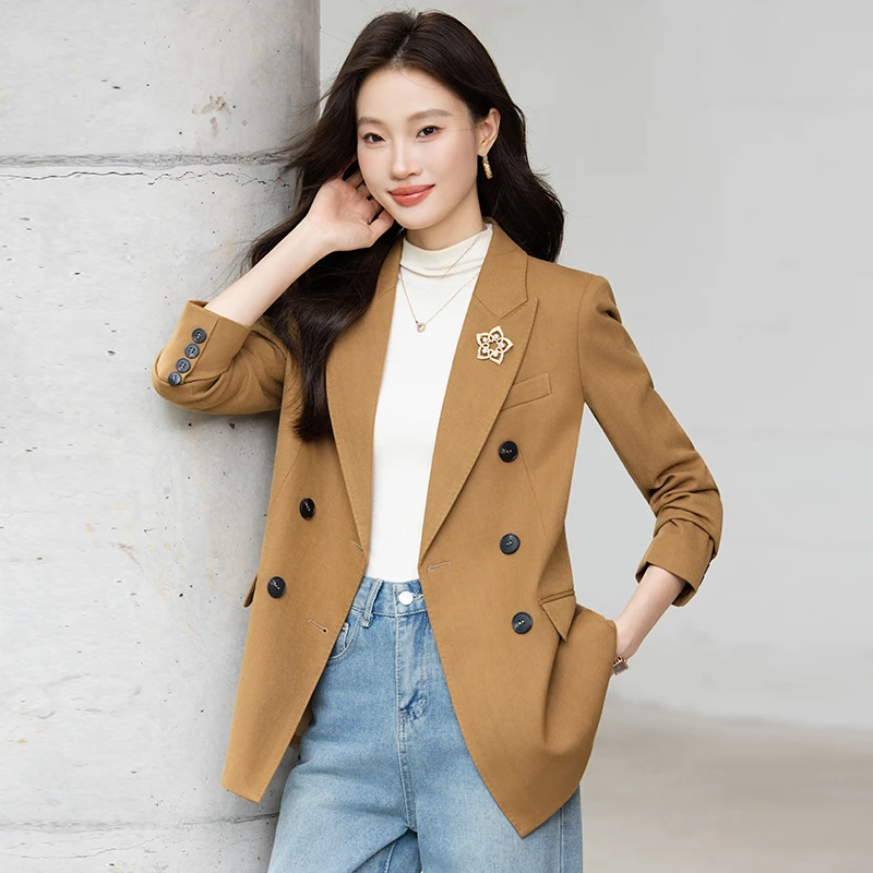 春秋职业西装外套休闲风百搭西装小个子外套气质英伦风双排开西装