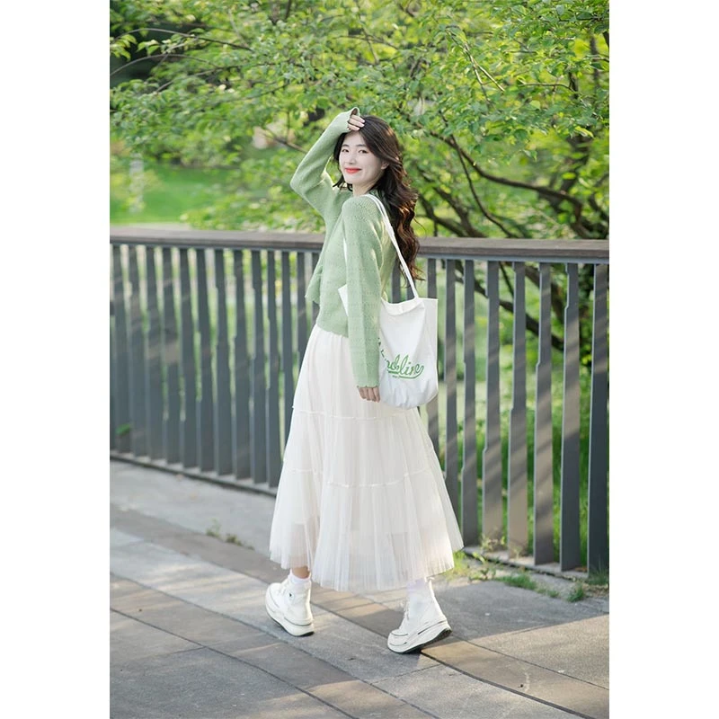 韩式清纯风设计减龄针织套装女2025春秋新款简约甜美小香风两件套