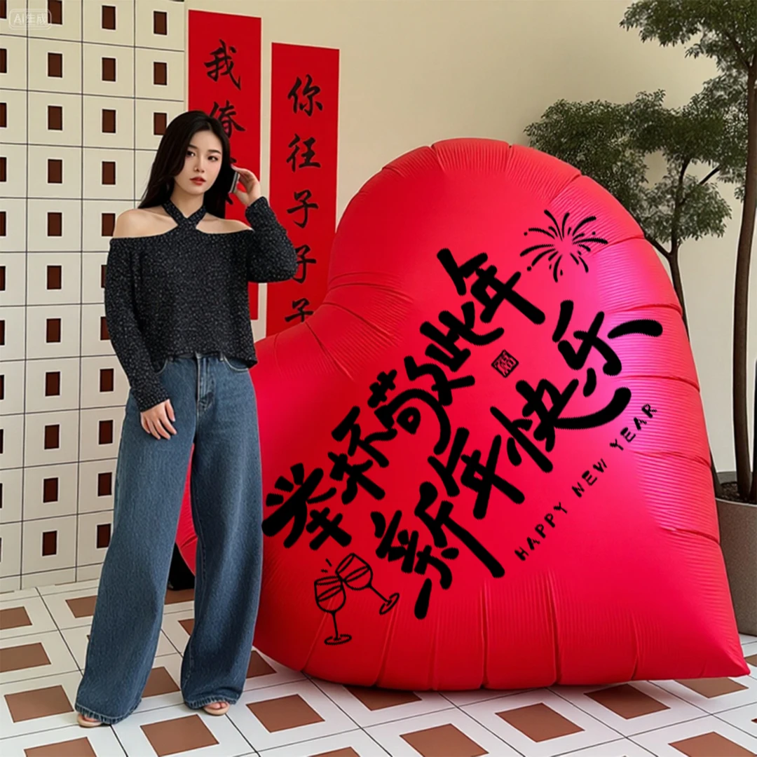 2026新款马年过年爱心气球新年春节场景氛围布置装饰元旦拍照道具