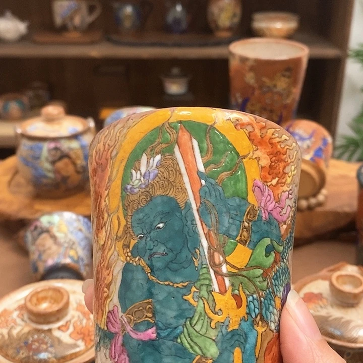 手工手绘不动明王茶杯