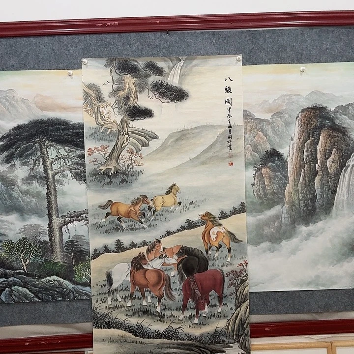 国画手绘国画八骏图