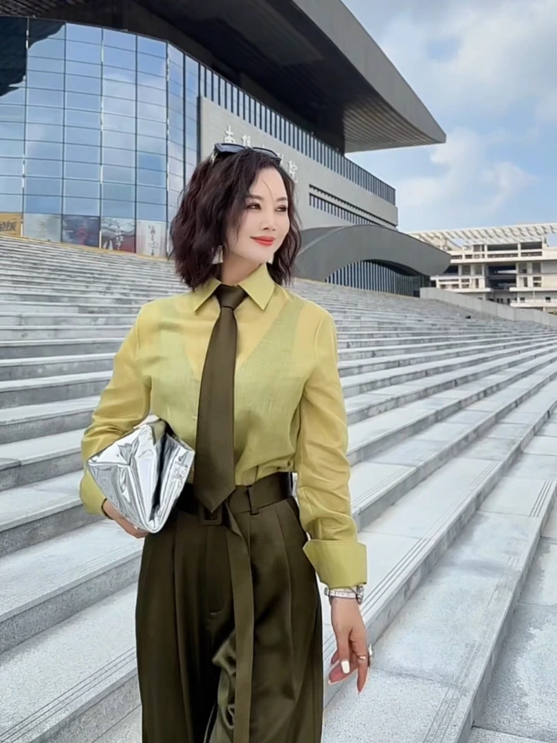 【RZ】设计师款polo领衬衣➕阔腿裤