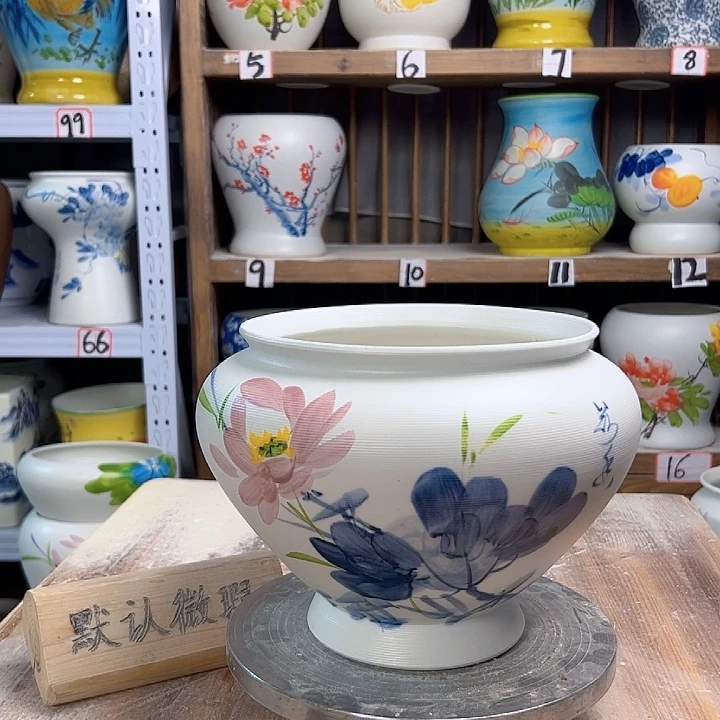 陶高20口20青花荷花陶瓷