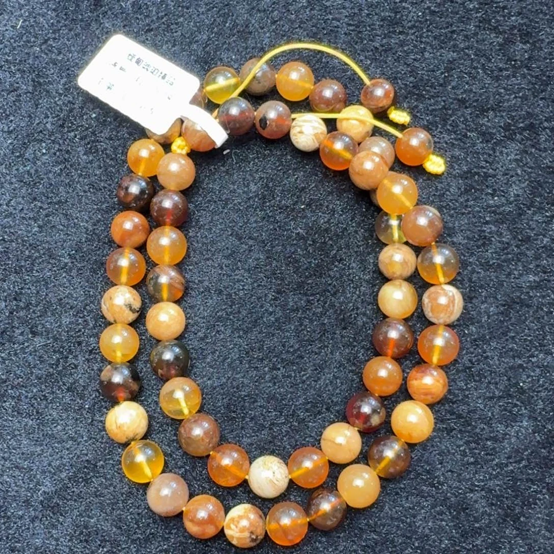 琥珀未镶嵌珠宝奇石8.3mm多宝妈妈链