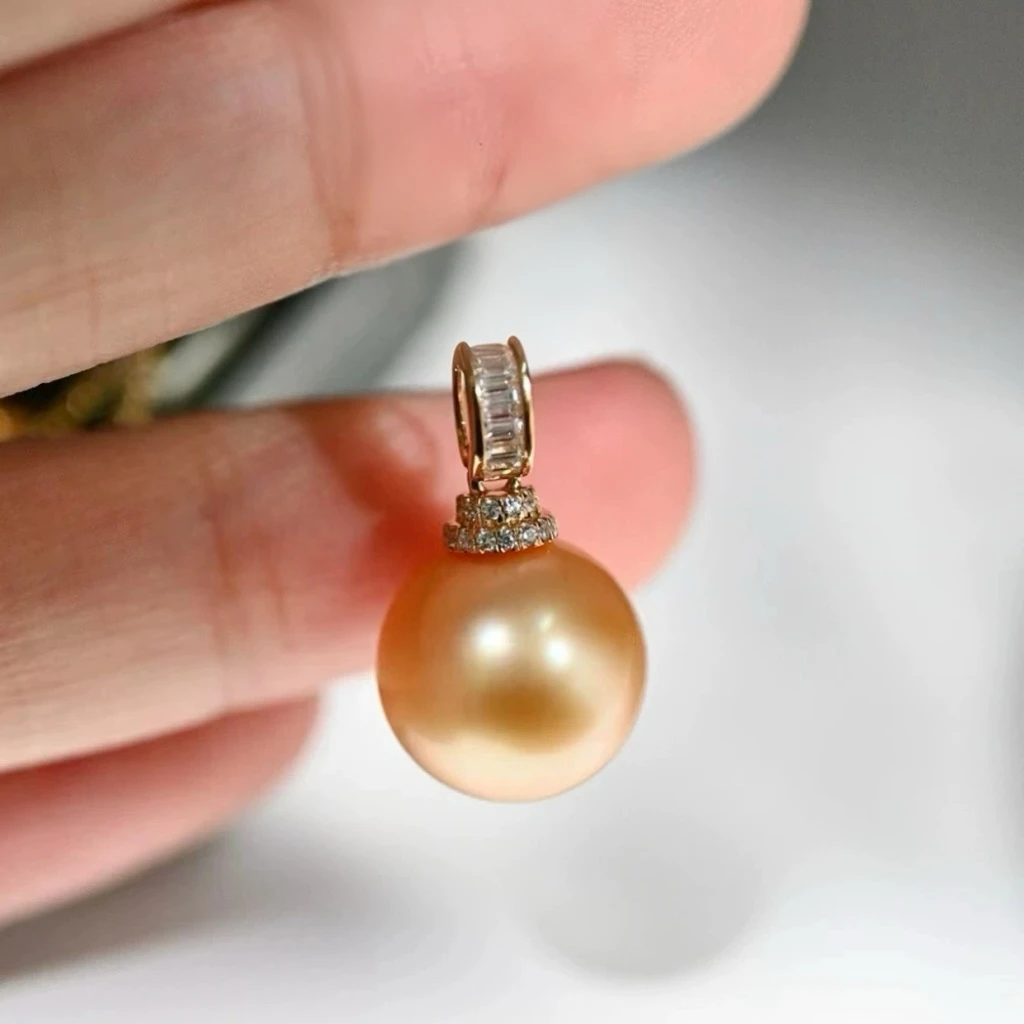 【五星浓茶金金珠】南洋海水高贵气质金珍珠14-15mm含吉尔德（赠链）