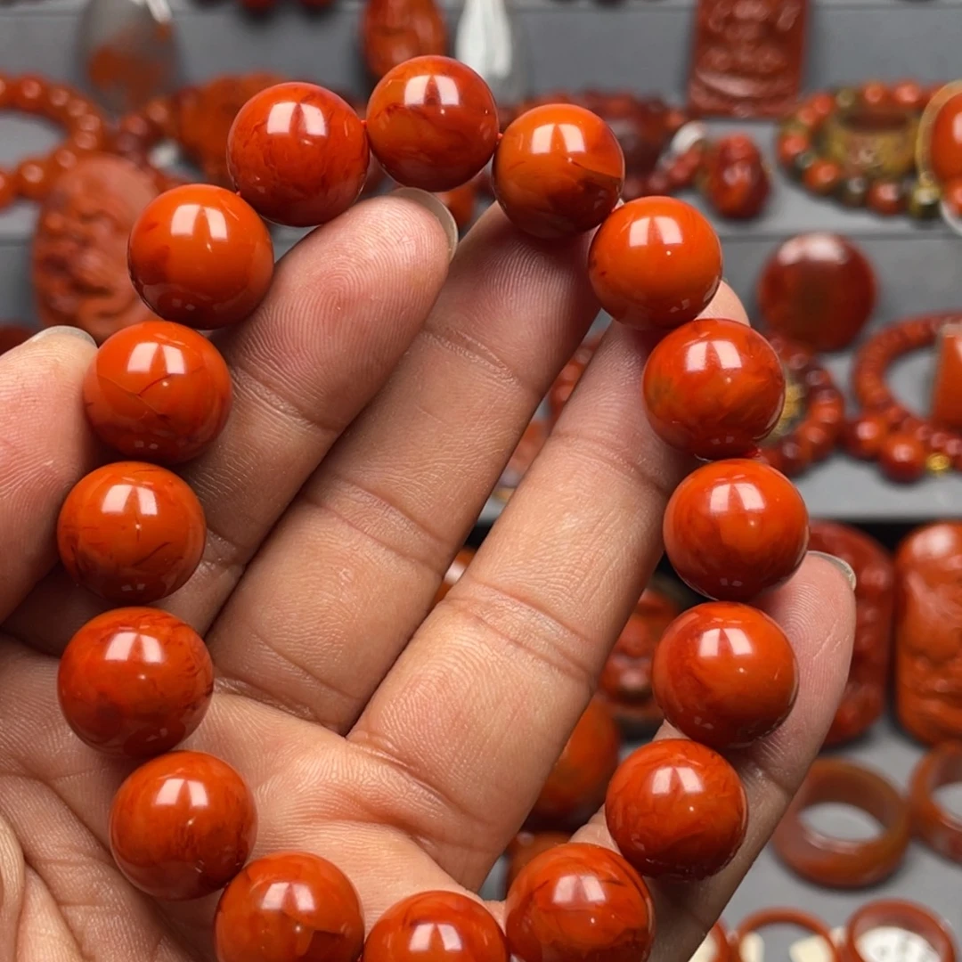 南红玛瑙未镶嵌珠宝奇石单圈13