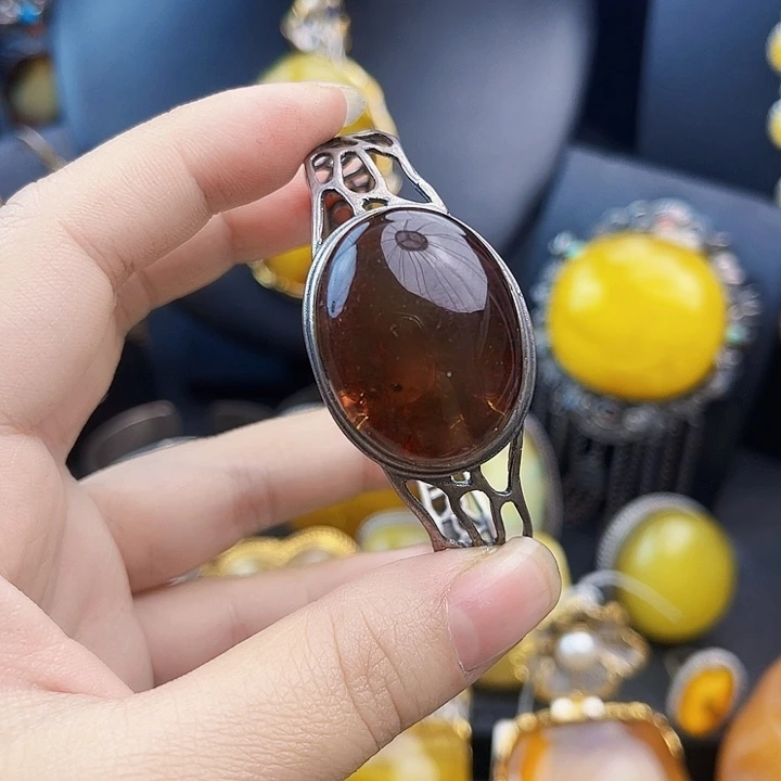 琥珀银S925镶嵌裸石