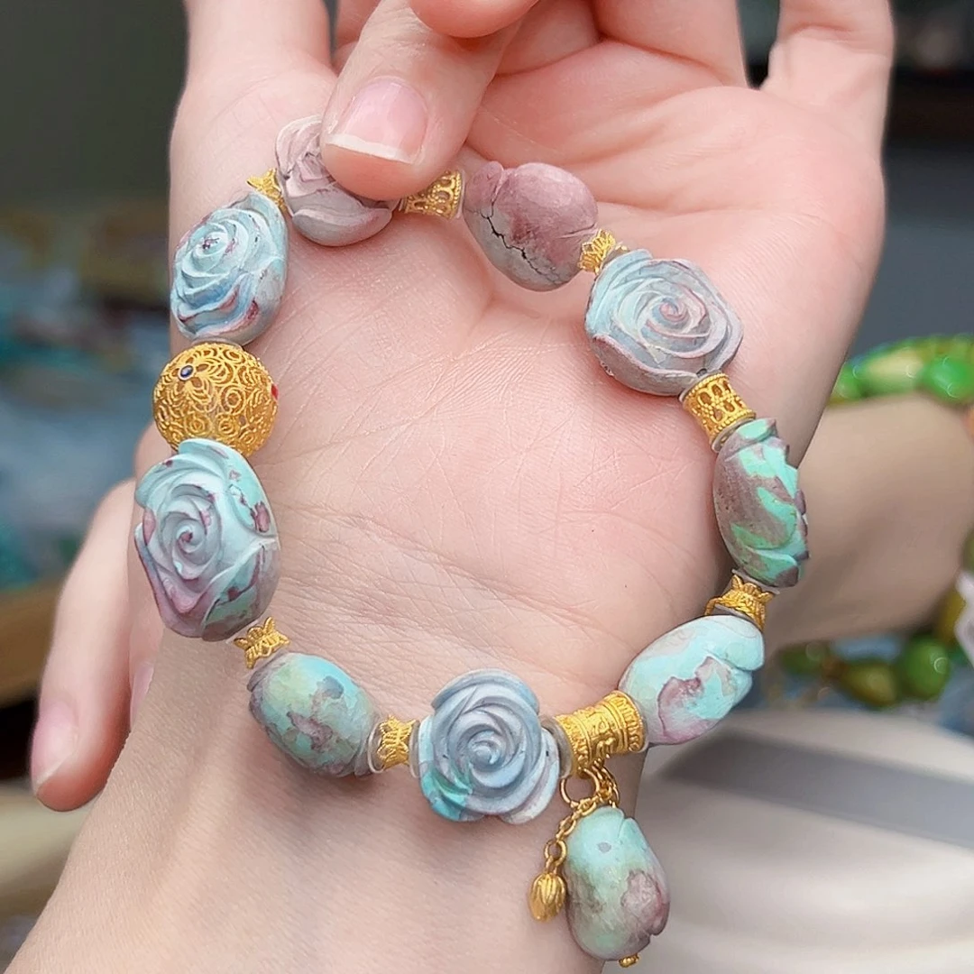 绿松石珠宝奇石18K金镶嵌