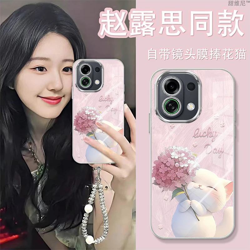 自带镜头膜适用OPPOK13TURBO手机壳防摔卡通K13TURBOPRO捧花猫