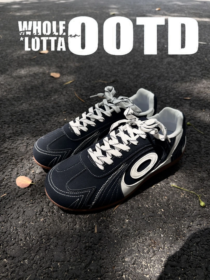 ZHUAIBUWANJIA联名高级感复古薄底德训鞋 涡轮跑鞋运动情侣赛车鞋