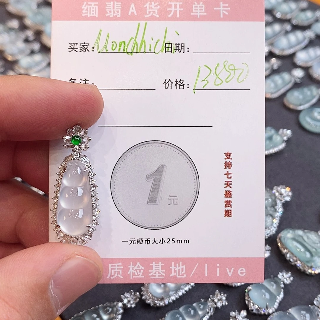 翡翠颈饰18K金镶嵌M****i豆子