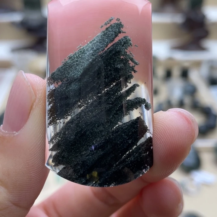 颈饰未镶嵌水晶绿幽灵千层无事牌