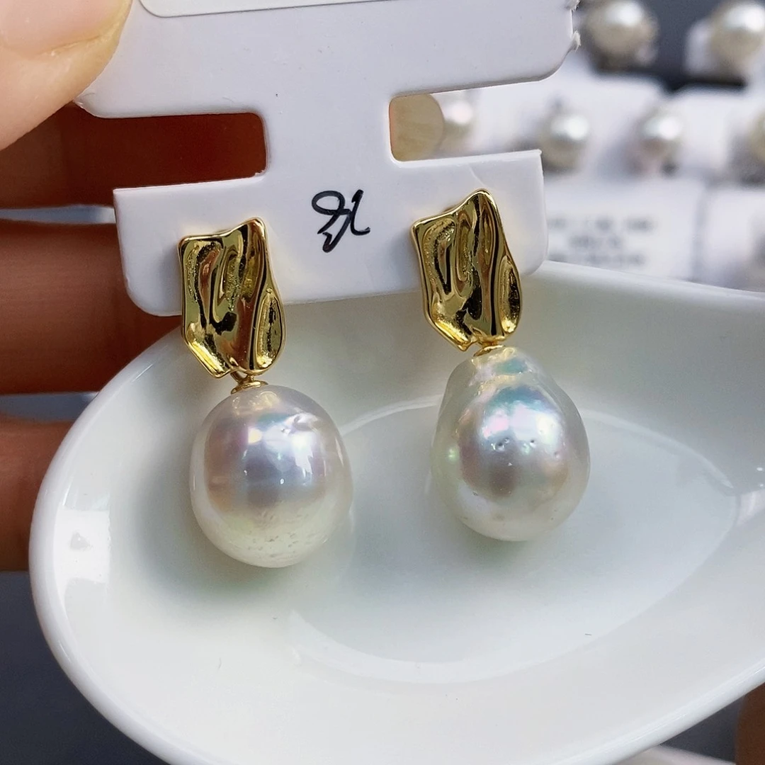 银S925镶嵌特价秒杀南洋澳白极光微微瑕12.8mm海水珍珠