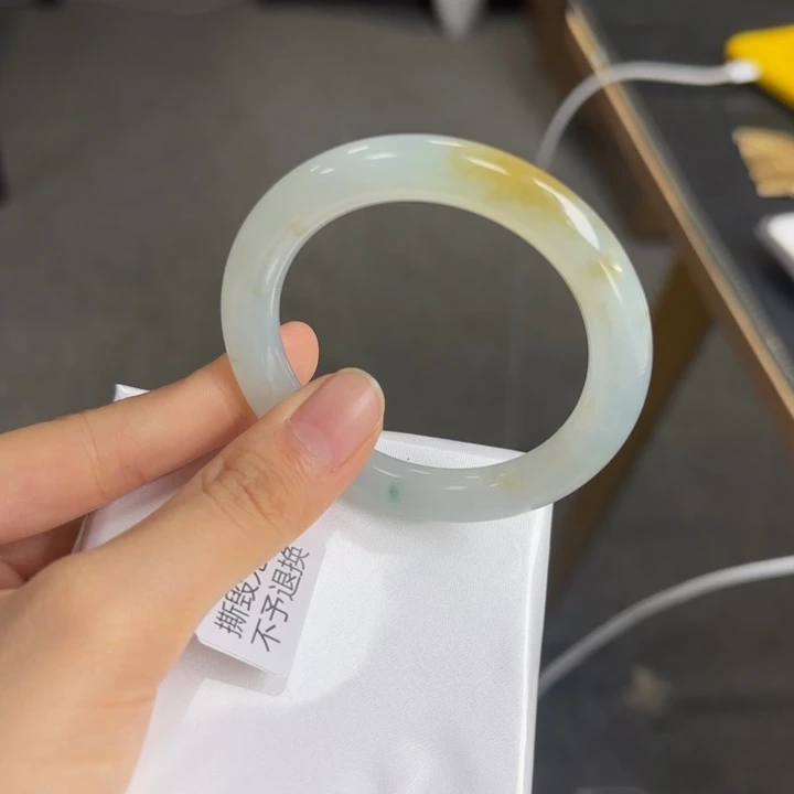 未镶嵌手镯翡翠冰黄圆条-49圈