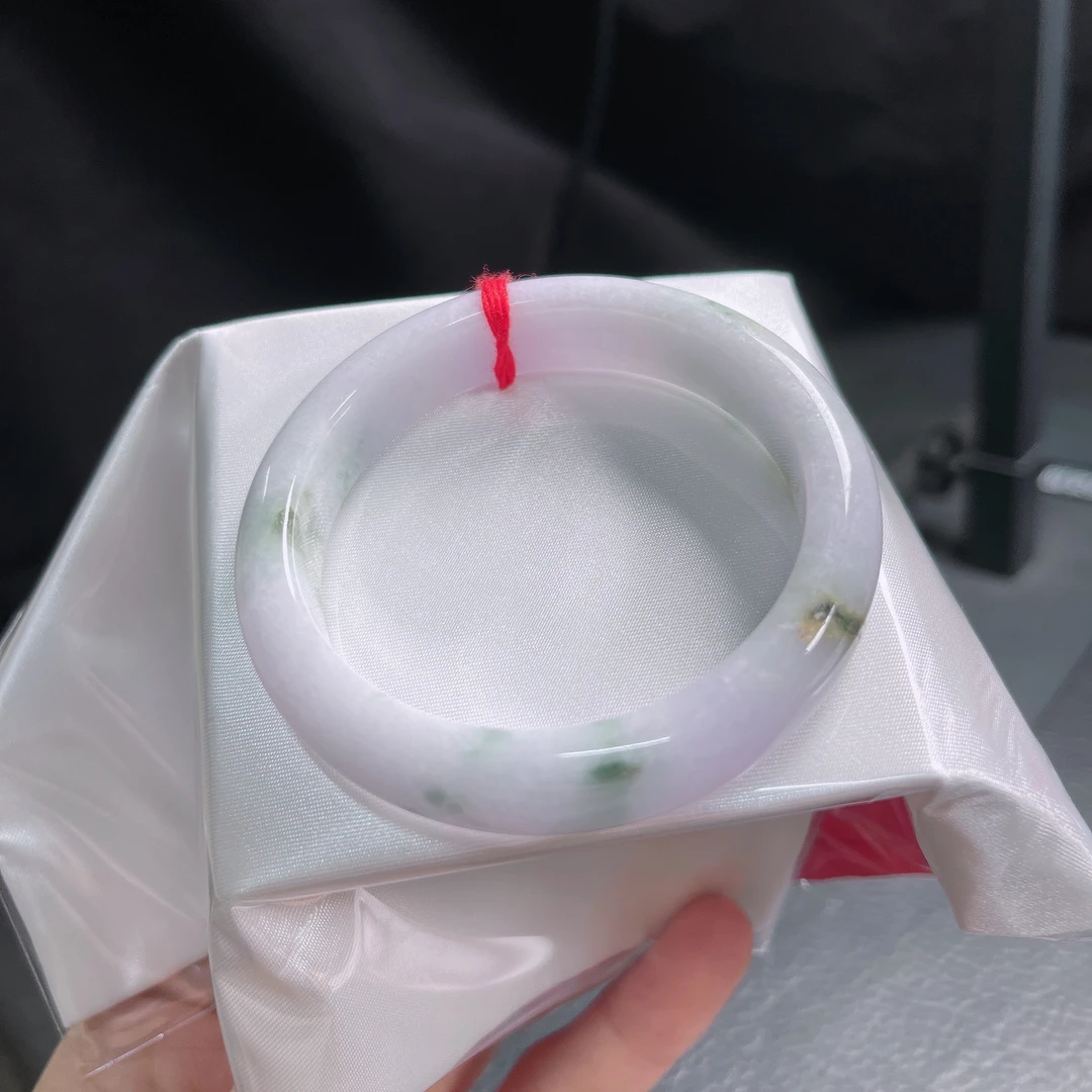 53圈口好种紫底飘花宽边手镯0107尺寸53.5*12.3*8mm有纹无裂