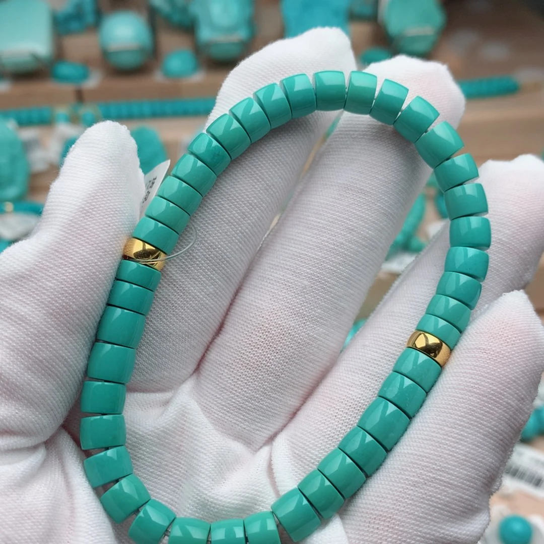 18K金镶嵌绿松石珠宝奇石6.5mm