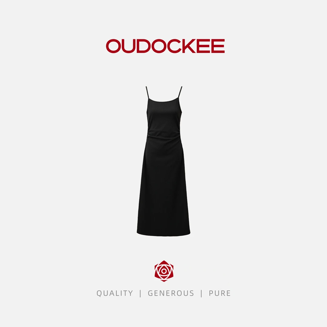 OUDOCKEE 鸥鸥【瘦瘦裙】黑色连衣裙轻奢 L2502X320T