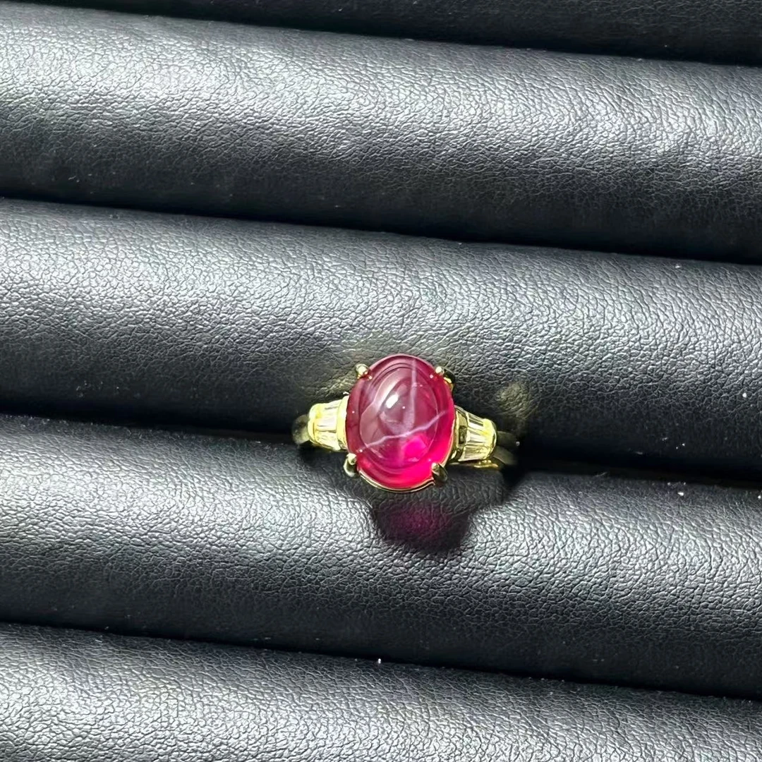 铜合金戒指 轻奢气质设计款红六芒戒指多样性发货YS2269