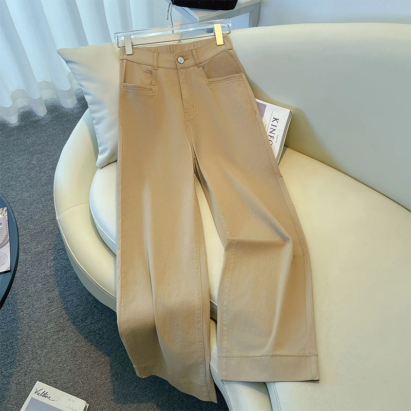 天丝阔腿牛仔裤女2025新款夏季薄款高腰显瘦休闲宽松九分直筒裤子