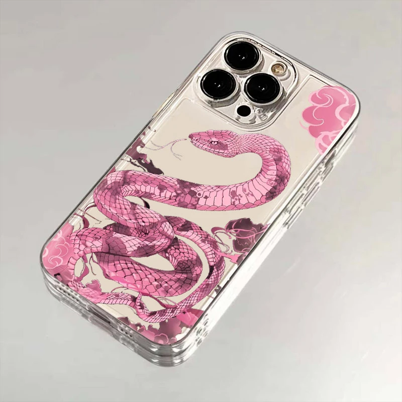 蛇年粉色蛇适用苹果16手机壳华为iPhone15/14小米oppo/vivo软壳