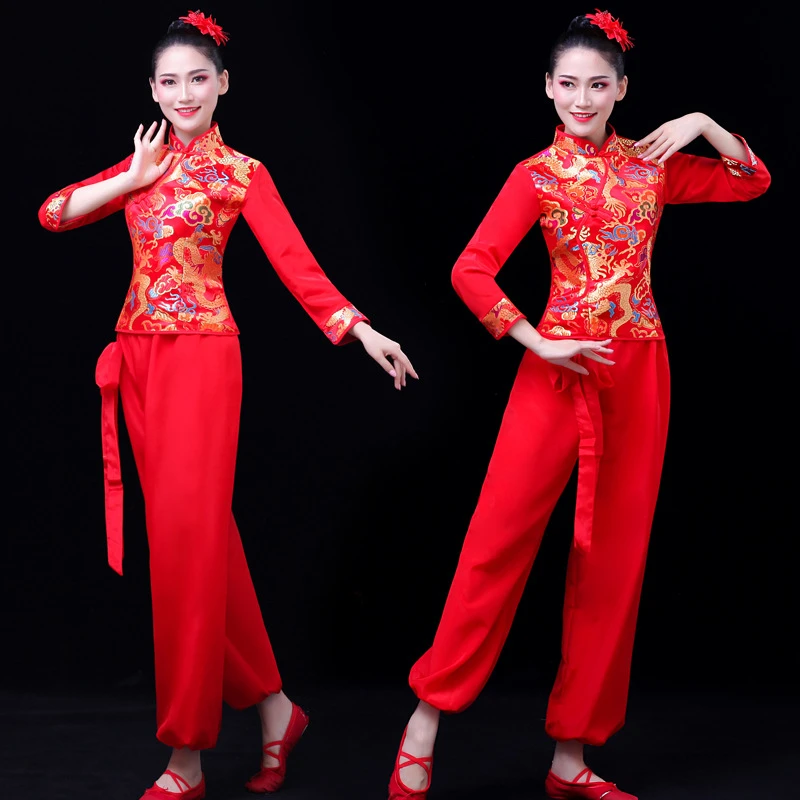 2025新款东北大秧歌服广场舞演出服大扇子舞喜庆腰鼓服套装成人女