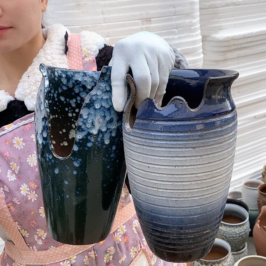 红泥花盆瑕疵口15高25