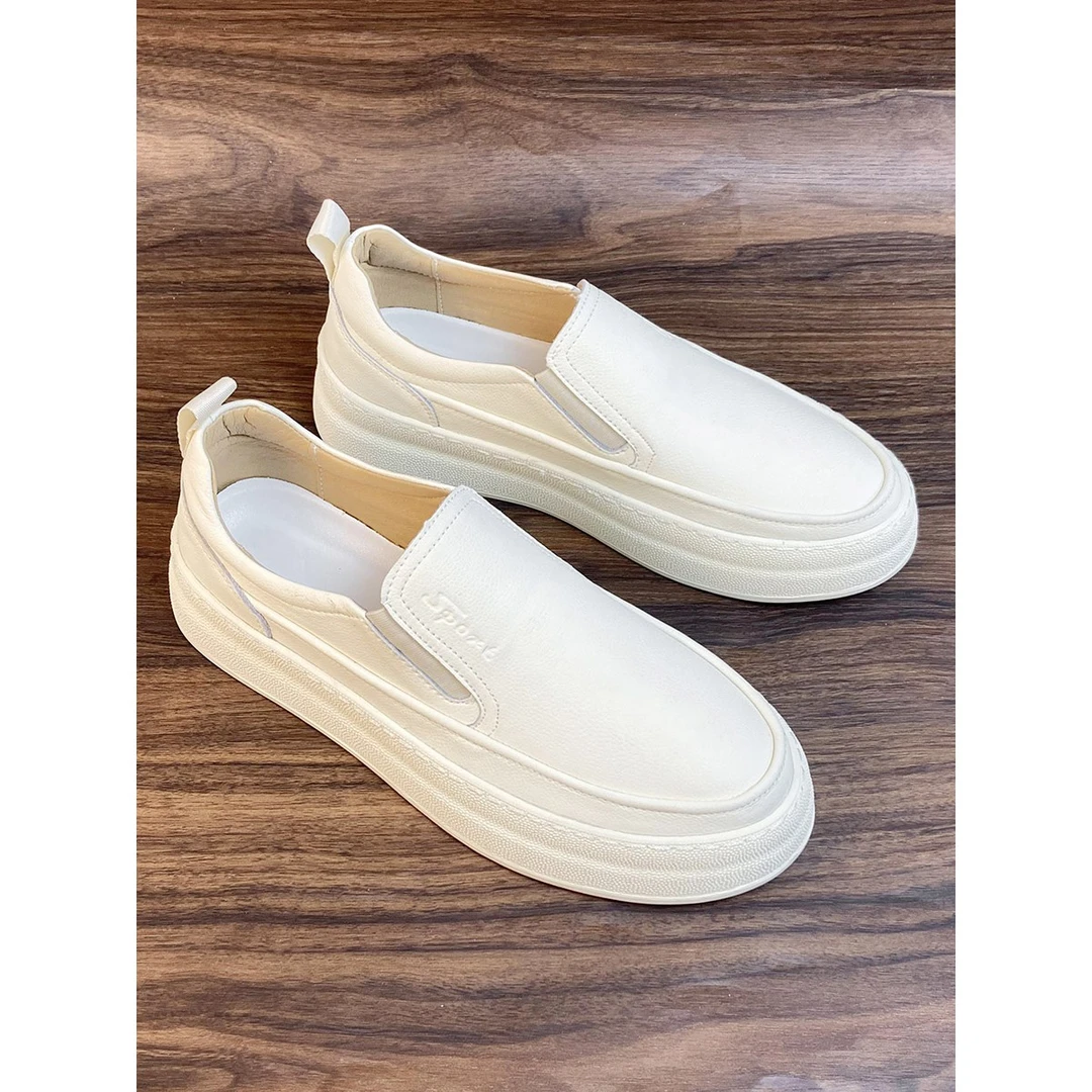 小白鞋男款2025新款男士透气休闲皮鞋板鞋鞋子男款一脚蹬男鞋夏季