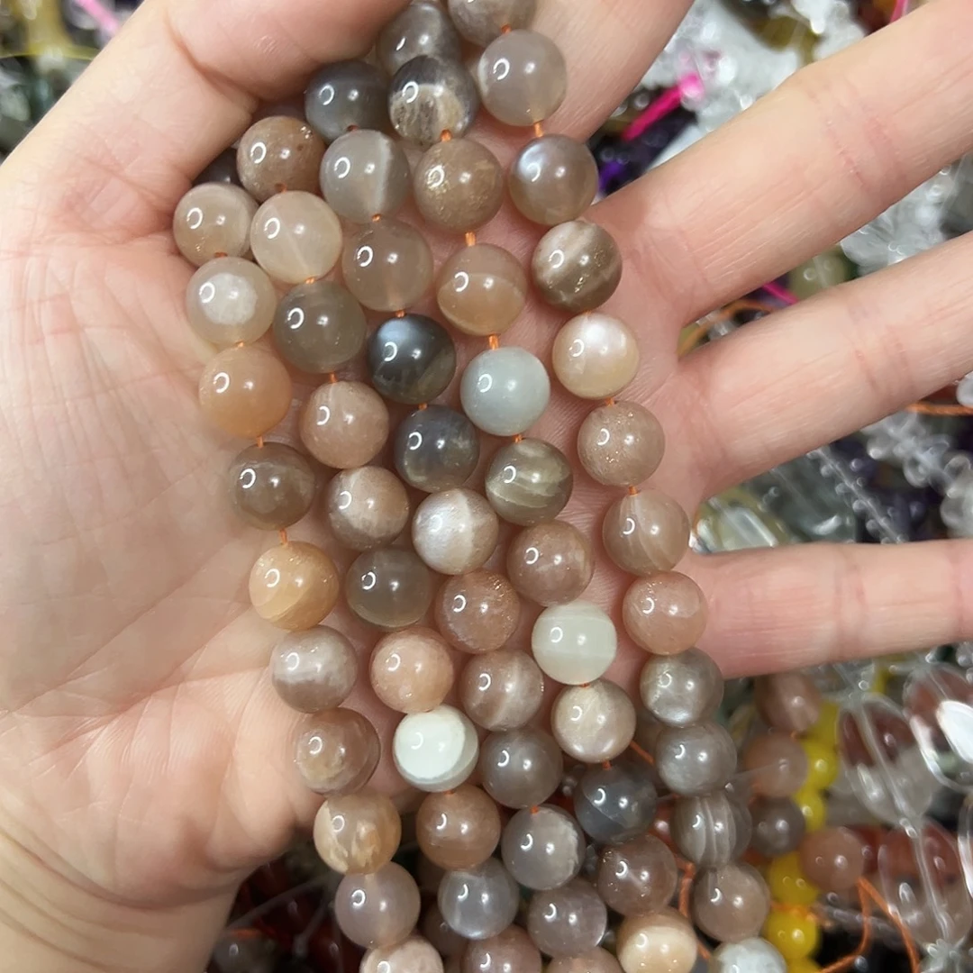 玛瑙/玉髓未镶嵌珠宝半成品，卡10多宝月光一条