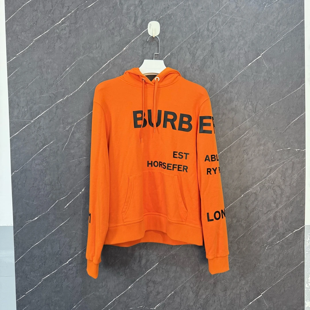 99新 BURBERRY/博柏利 橙色标语帽衫/s码/无配件