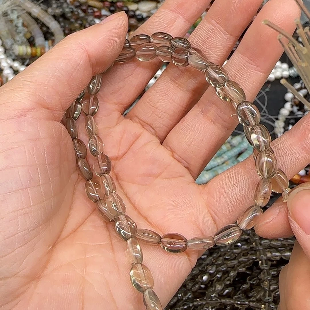 玛瑙/玉髓合金珠宝半成品宙斯茶晶6mm一条圆饼