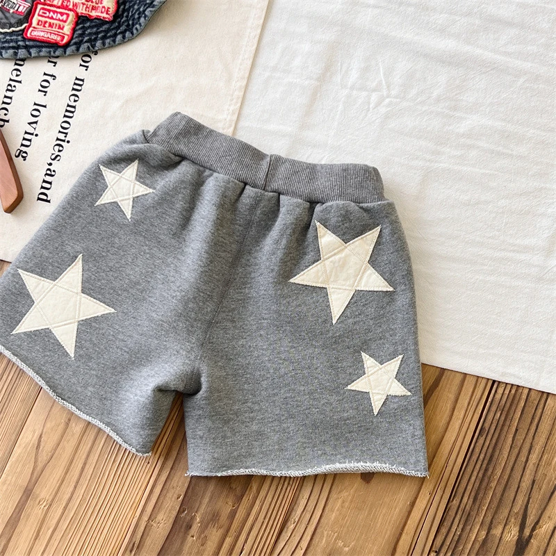 日系童装DD儿童夏季短裤星星针织麻灰短裤宝宝宽松休闲裤裤子外穿