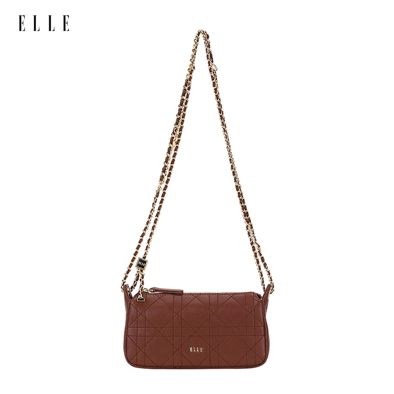 ELLE25新款轻奢时尚法式斜挎包简约链条包菱格休闲女款包包25453