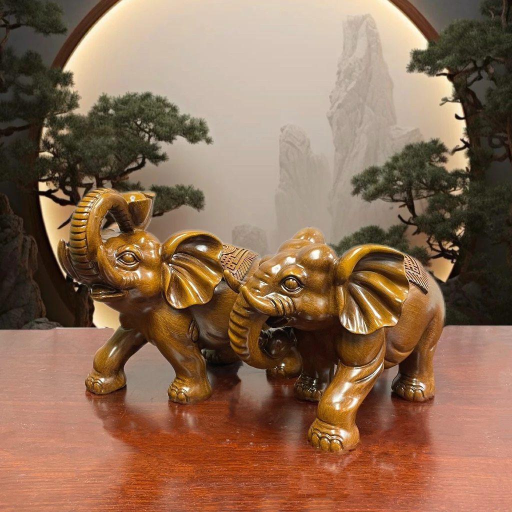 新款（财福）大象一对摆件工艺品公象(长15高12）母象（长15高10）