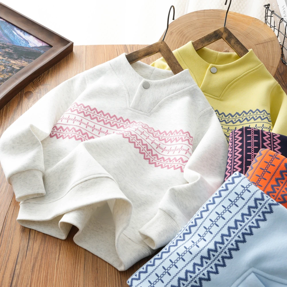 男童圆领休闲卫衣2025春季中大童半开扣上衣儿童百搭长袖衫2873