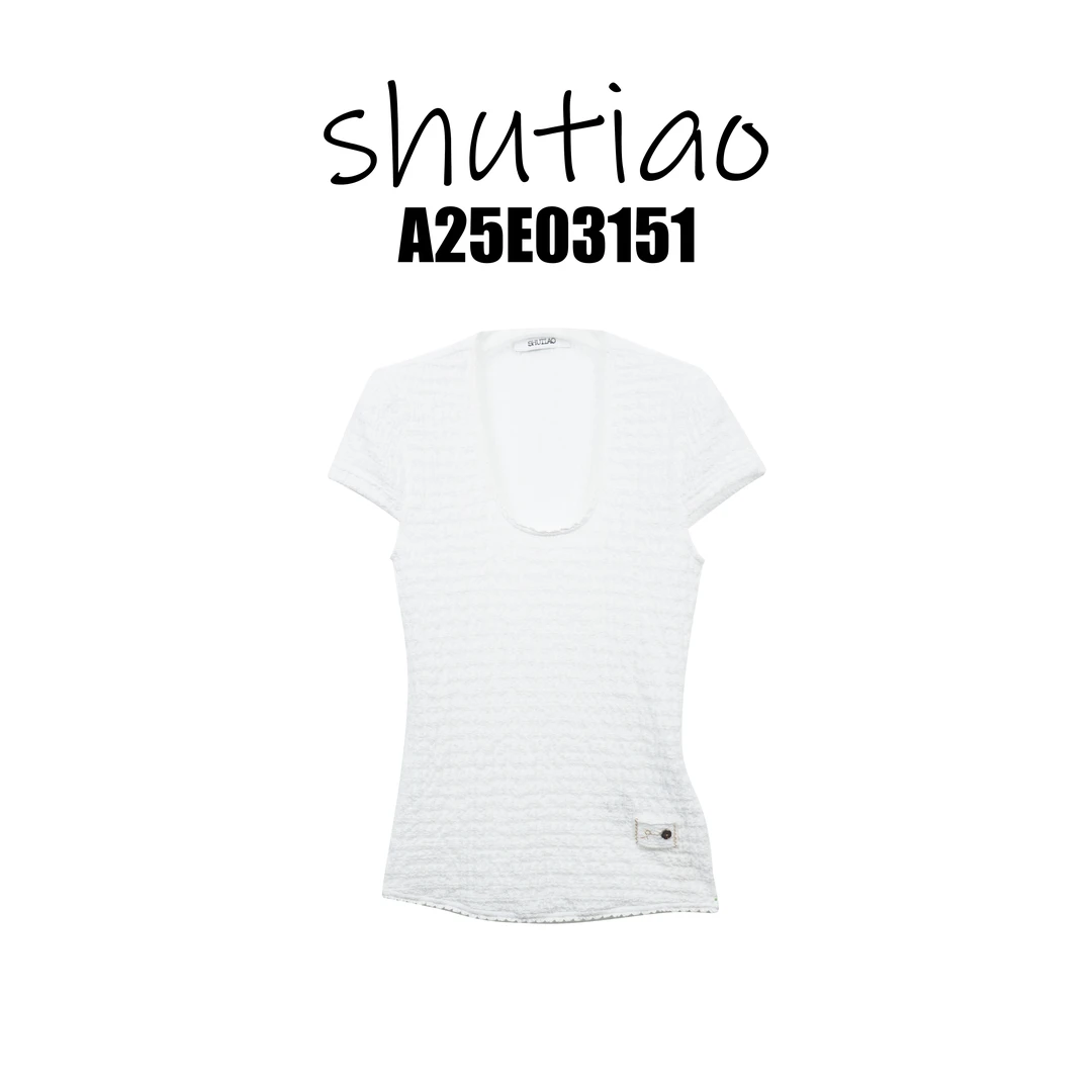 【SHUTIAO】2025夏季：新款小众设计款T恤A25E03151