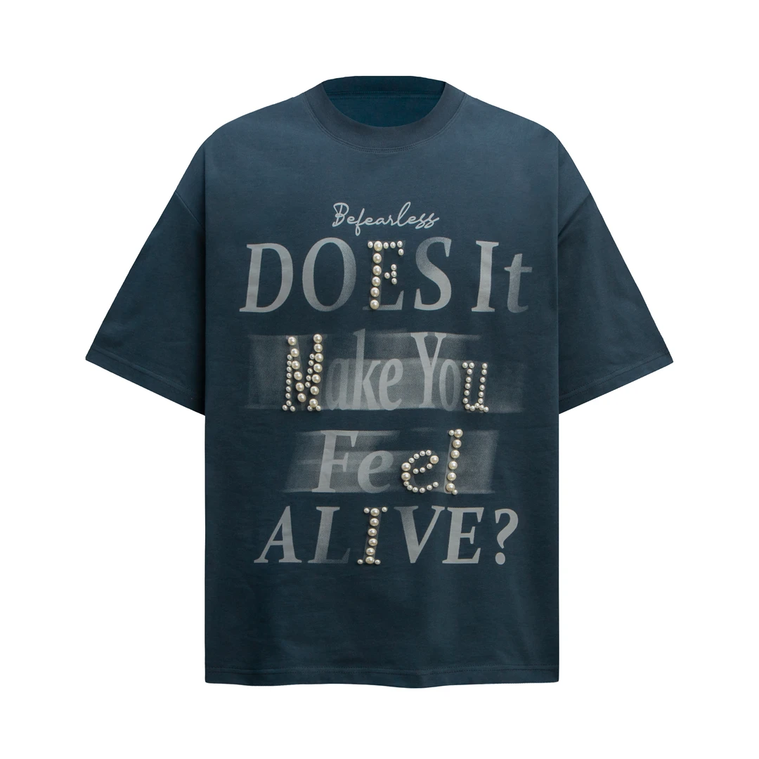 【酒窝专属】Coreport/25ss 240g美式珍珠渐变字母印花宽松短袖T恤