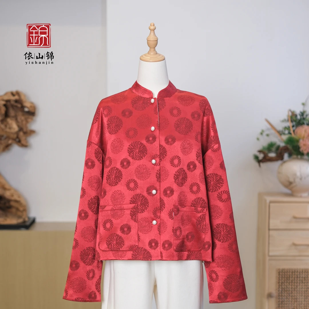 【满禧】100桑蚕丝新中式双面穿短外套 国风立领上衣·依山锦23W0109