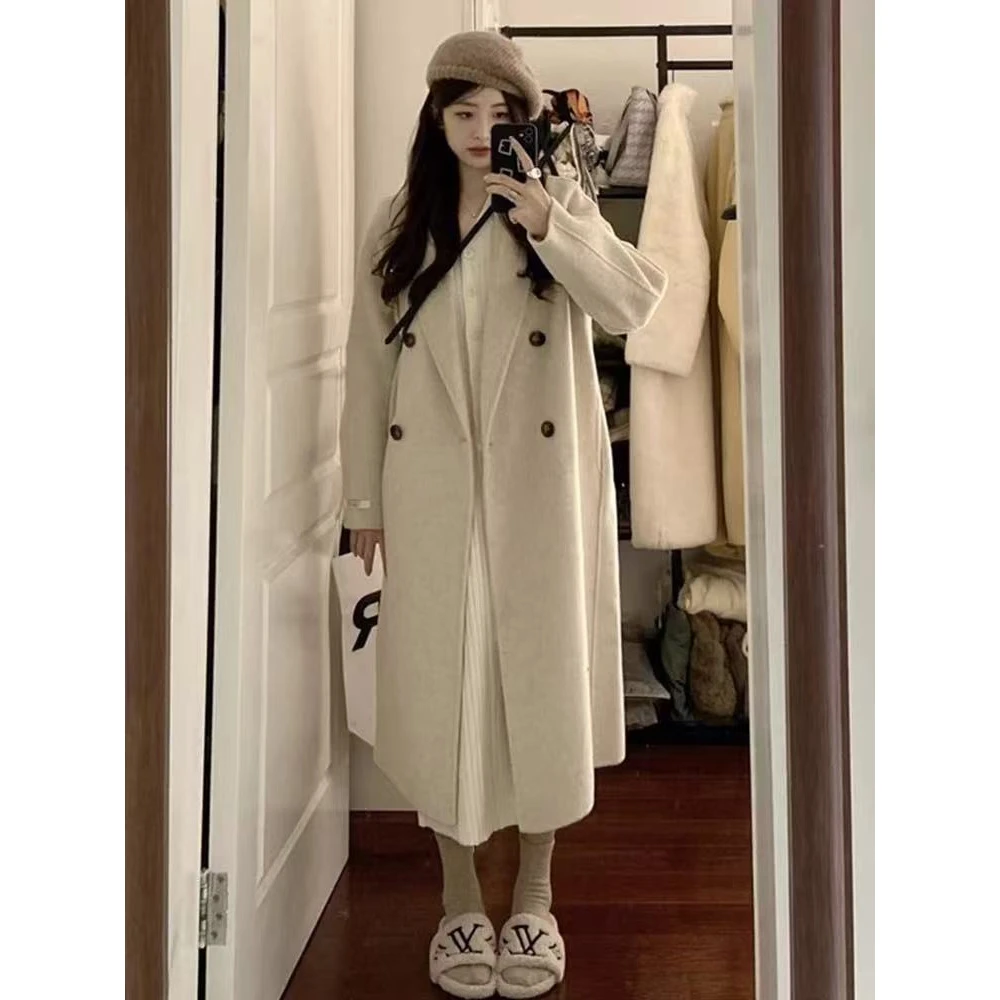 8133 M夹棉加厚羊毛大衣高级感毛呢外套女2025年新款爆款