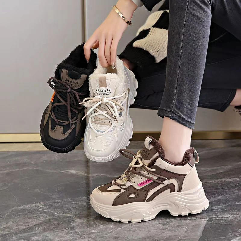 【新疆西藏包邮】2025冬季新款加绒女士老爹鞋