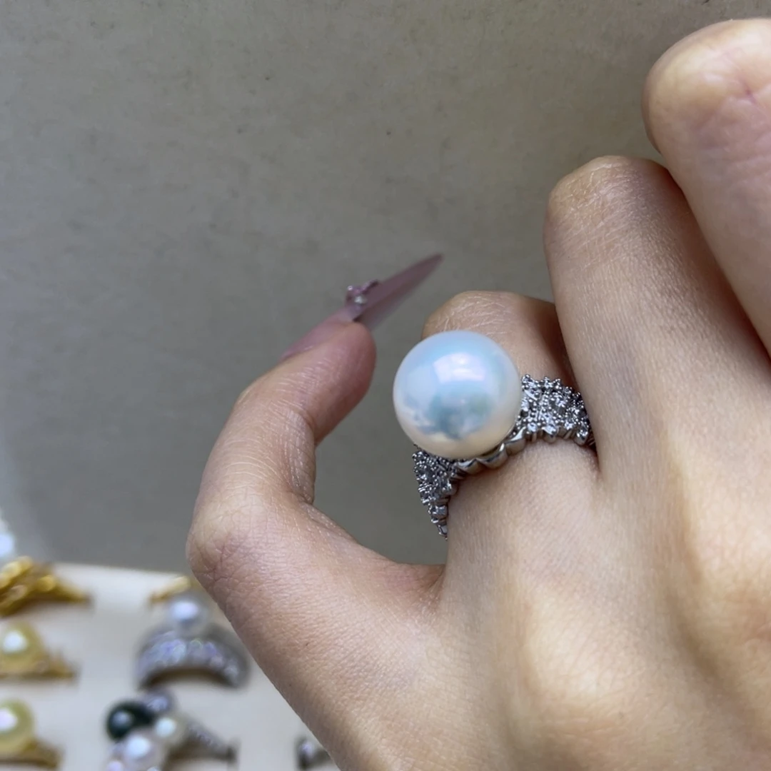 淡水珍珠银S925镶嵌戒指