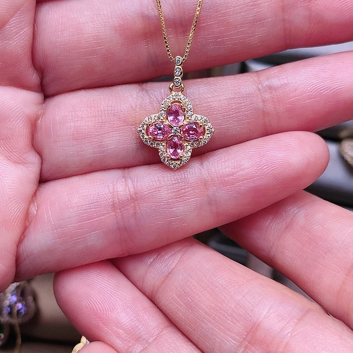 蓝宝石颈饰银S925镶嵌